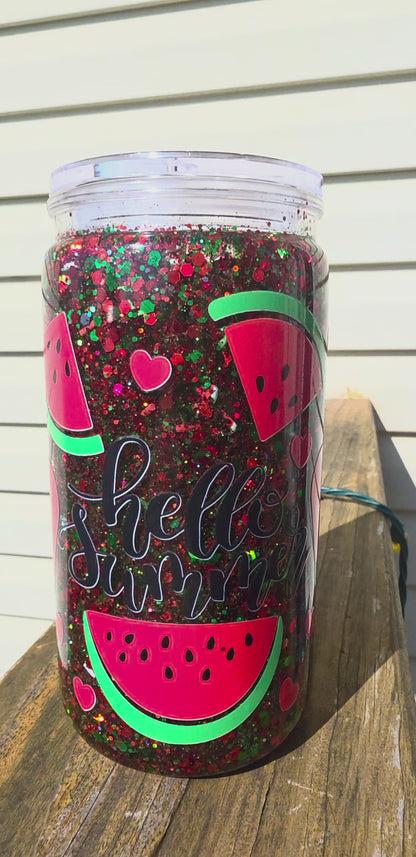 16oz Watermelon Glitter