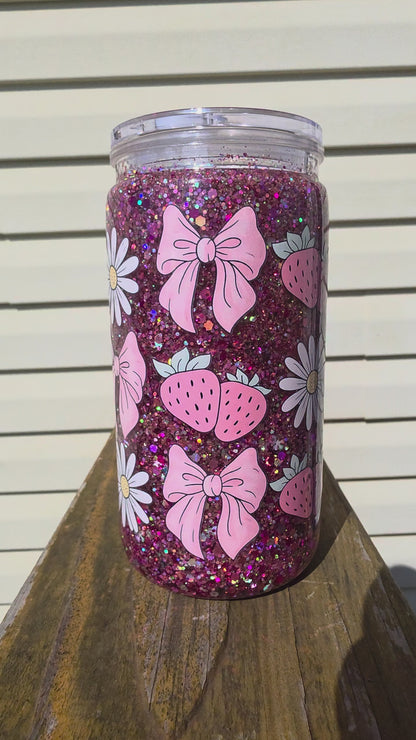 16oz Bows & Berries Glitter