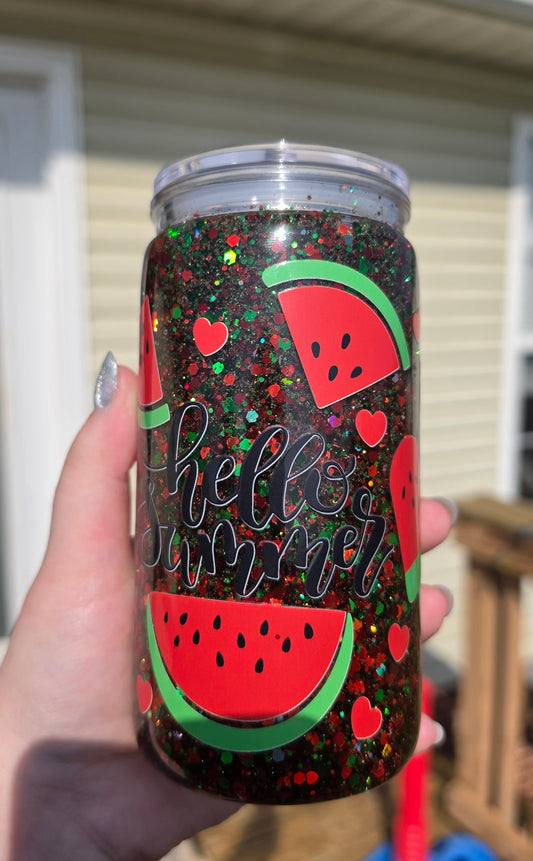 16oz Watermelon Glitter