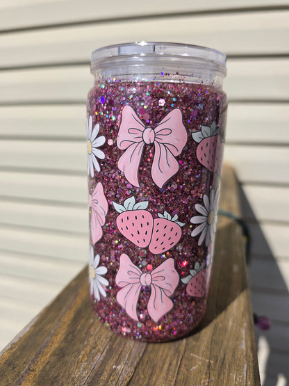 16oz Bows & Berries Glitter