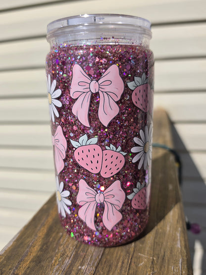 16oz Bows & Berries Glitter
