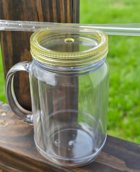 22oz Acrylic Snowglobe Mason Jar